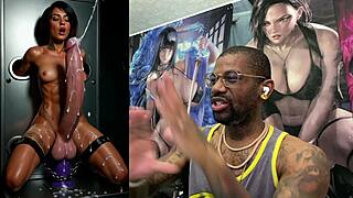 transgender stella jerks her girl cock and cums