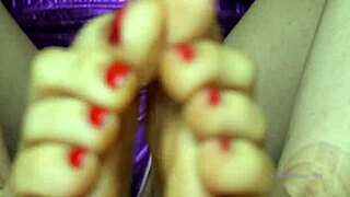 sweat small feet mistress red toenails