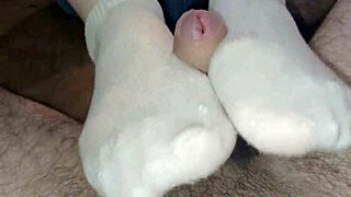 Socksjob leaves sock full of cum