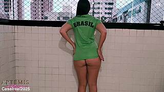 married milf fan from brazil dancing and taking off her clothes