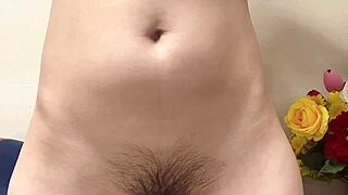 Petite hana wears dress that shows tiny hairy pussy