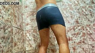 novinho shows big cock under underwear outdoors