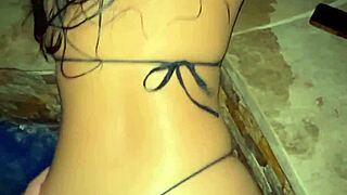 asian babe gets fucked in pool blowjob and doggystyle