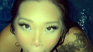 asian babe gets fucked in pool blowjob and doggystyle