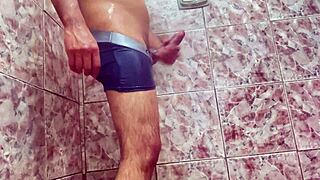 novinho shows big cock under underwear outdoors