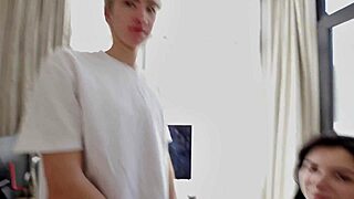 Stepsister joins stepfather for threesome