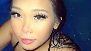 asian babe gets fucked in pool blowjob and doggystyle