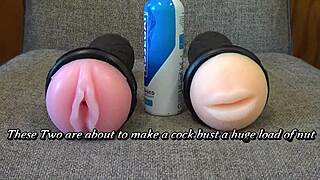 new deepthroat and pussy toys made a black cock bust a hot spurting nut