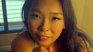 sexy asian girl giving handjob and blowjob huge cumshot