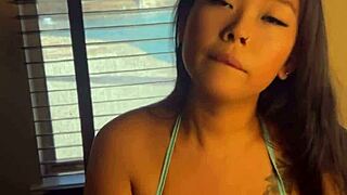 sexy asian girl giving handjob and blowjob huge cumshot