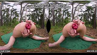 Sexy fox lady self anal fisting in forest