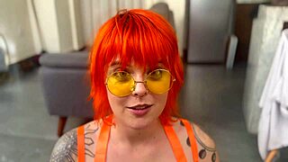 Nerdy girl in glasses loved the sloppy throat fuck