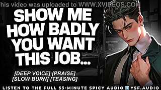 dominant boss roughly takes control in audio erotica
