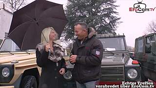 blonde milf persuaded into street encounter