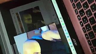 Tribute five sub jerking his cum over his laptop over my ass pic