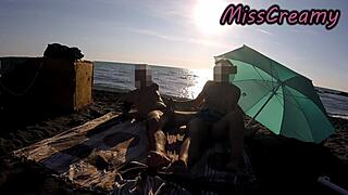 Beach french teacher public masturbation voyeur stranger helps squirt