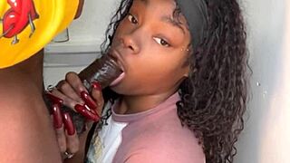 Project Nympho Cock Sucking Stepsister Sucks My 11inch Bbc With Her Long Ass Tongue