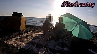 Beach french teacher public masturbation voyeur stranger helps squirt