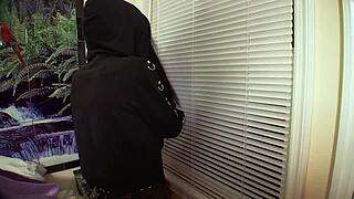 Goth Ebony Babe Breaks In And Gets Fucked