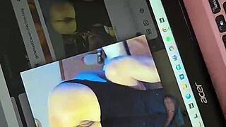Tribute five sub jerking his cum over his laptop over my ass pic