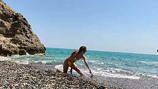 Lissa brown redhead teaches exercise while wearing bikini in public