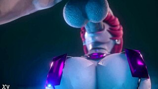 shermie facefucks a white cock in this hentai version