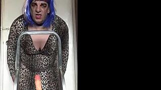 Crossdresser takes dildo in ass to mouth