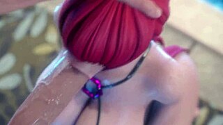 shermie facefucks a white cock in this hentai version