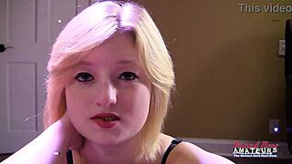 tiny 18+ blonde college girl gags hard on thick cock