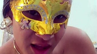 curvy brazilian beauty explores masked desires