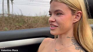 Blonde Gets Pounded Hard In Car