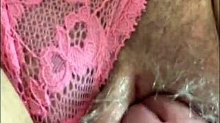 Tight blonde rubs and licks hairy pussy