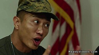 young recruit sucks and fucks two cocks