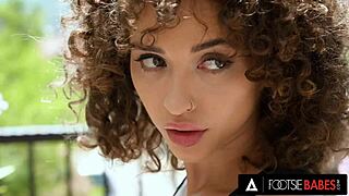 footsie babes curly latina geisha kyd stretches into a steamy footjob fuck