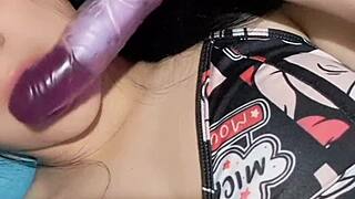 Japanese girl masturbates and squirts hard