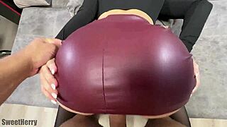 hot brunette with big ass fucks hard