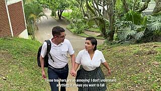 A busty classmate skips studying and gets caught by her stepmother