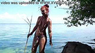 fishing with harpoon in topless