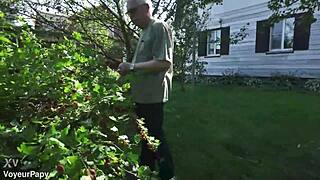 old man surprises couple having anal sex