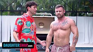 Labor Day BBQ fest blir steddatter firerorgie eksplosjon - DaughterSwap