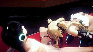 Yaoi femboy Mizu giver blowjob og rider bareback på stol i anime porn