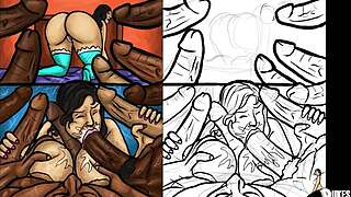 Latijnse Milf Zuigt Gigantische Zwarte Lullen in Vreemdgaande Illustratie