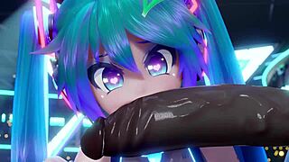 Miku Deepthroat Kote Hitam Besar di Konsert