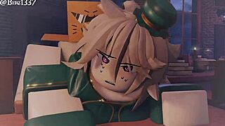 쉬메일이 묶인 3D 만화에서 거친 딥스로트 받는 대반전. 슬럿이 다 받아!