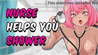 ASMR护士大胆在蒸气淋浴场景中帮你擦洗鸡巴干净。