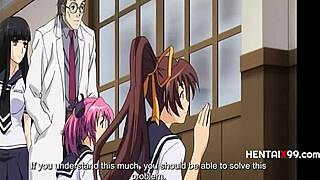 レズビアンがストレートになって彼と一緒に他人を支配するアニメ