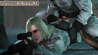 La troia di Metal Gear affronta cazzi mostruosi in selvaggia scopata 3D