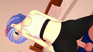 Рем хотела отдохнуть но кончила трахаться с хентаем